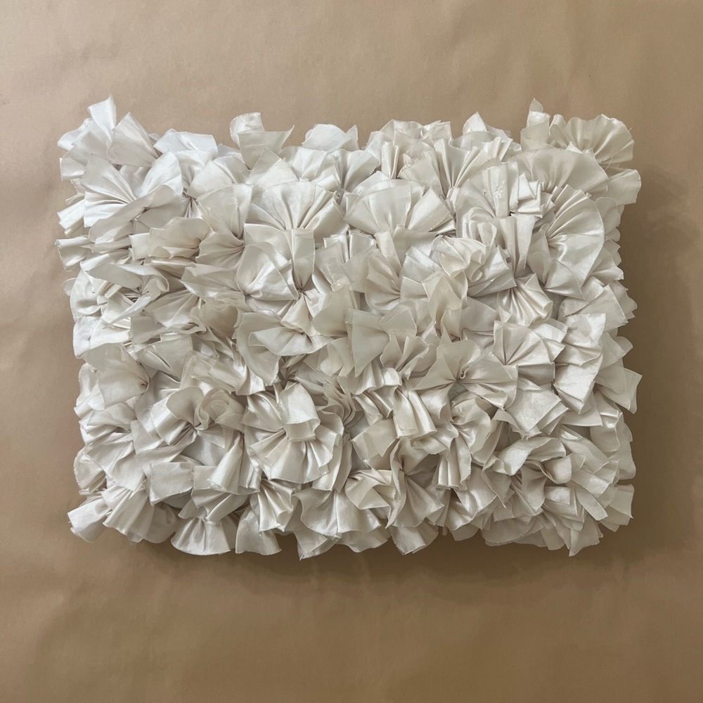 Ivory Silk Ruffled Pillow